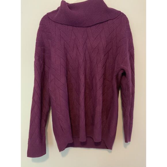 Lane Bryant Size 18/20 Purple Geometric Knit Chunky Cowl Turtleneck Sweater - Picture 1 of 6
